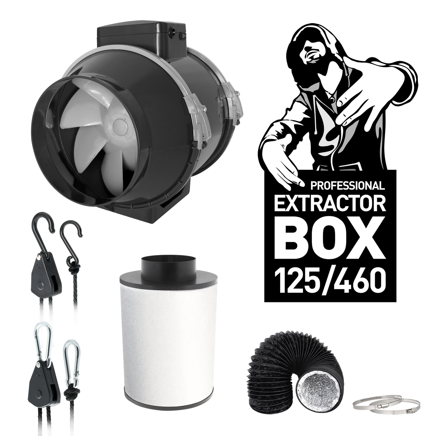 TRAFIKA ENTLÜFTER KIT 125mm/460m3h / Entlüfter kit für den Innenanbau