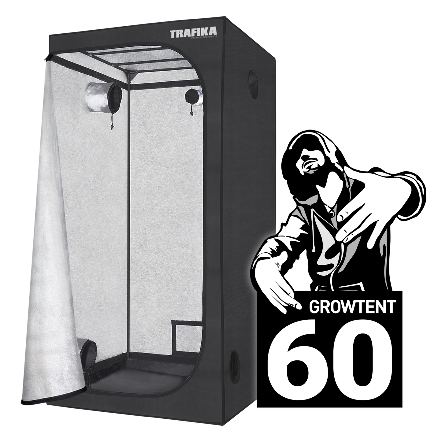 TRAFIKA GROWTENT 60 | Armadio da coltivazione per interni 60 x 60 x 160 cm
