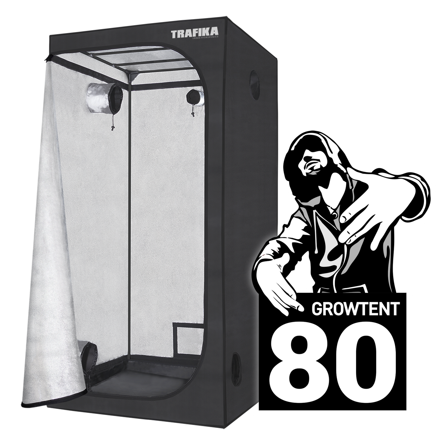TRAFIKA GROWTENT 80 | Armadio da coltivazione per interni 80 x 80 x 160 cm